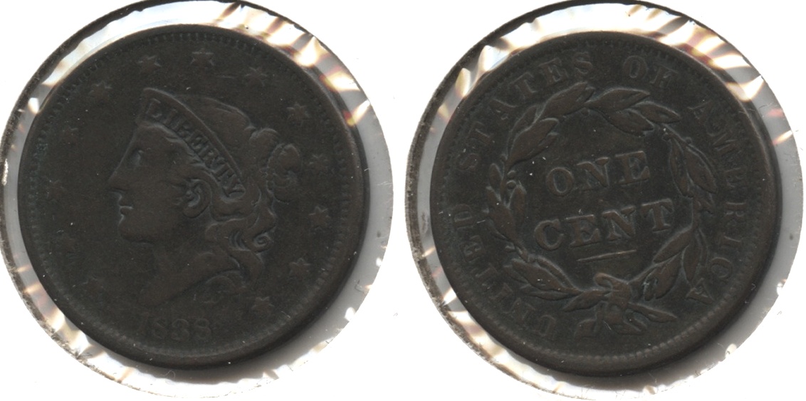 1838 Coronet Large Cent F-12 #q