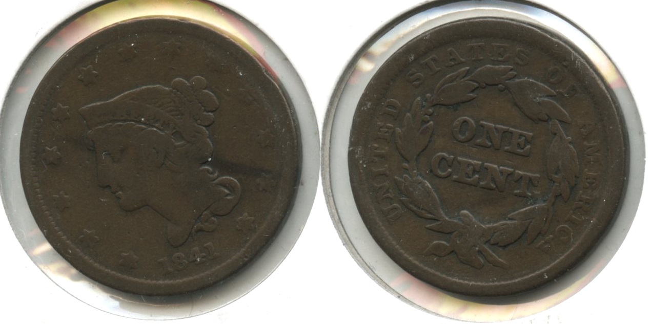 1841 Coronet Large Cent VG-8 #l