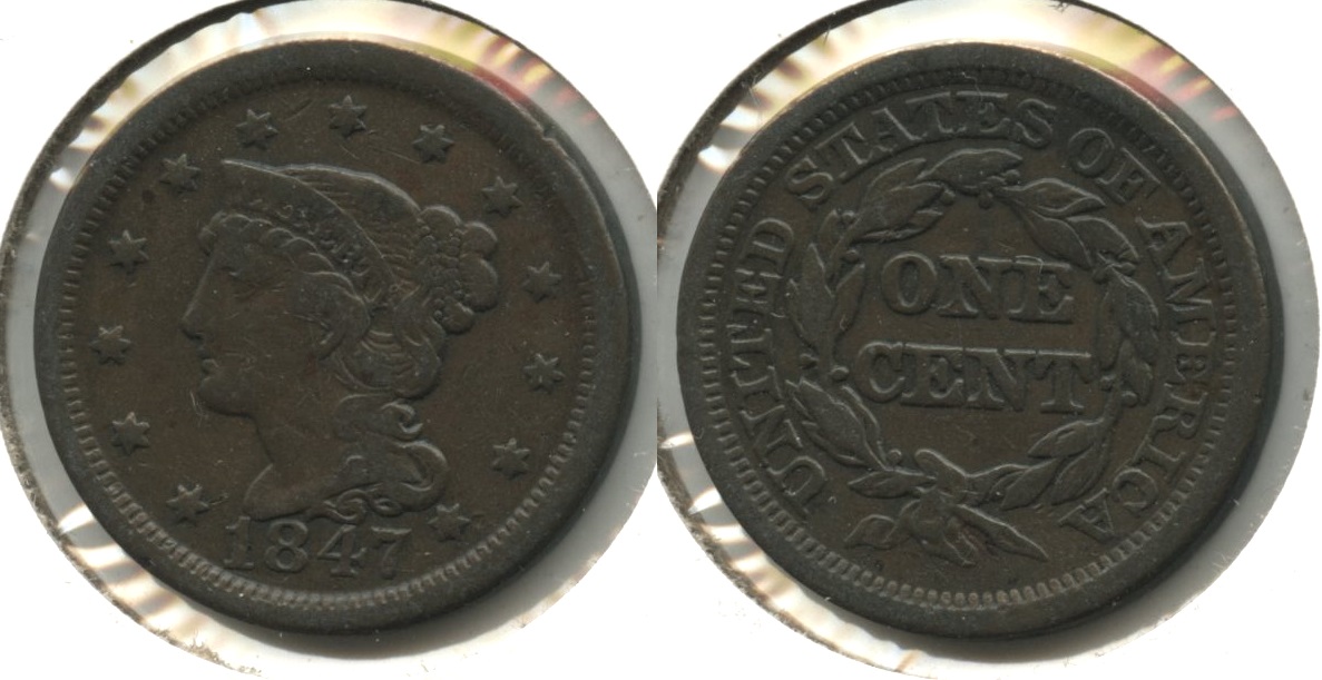 1847 Coronet Large Cent Fine-12 #ad