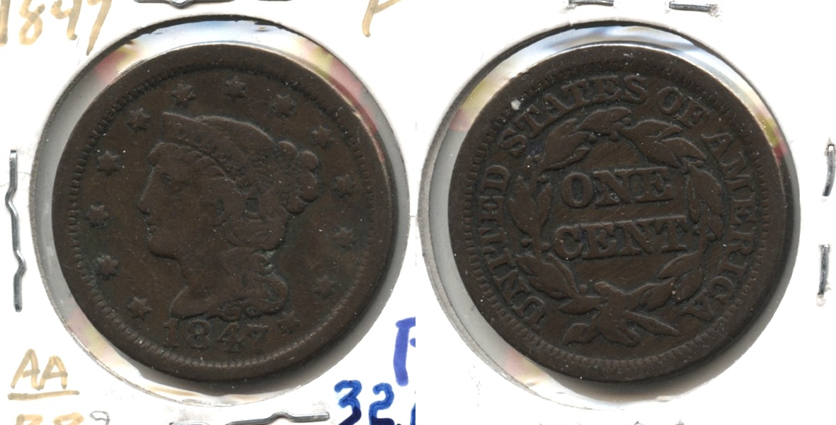 1847 Coronet Large Cent Fine-12 #q