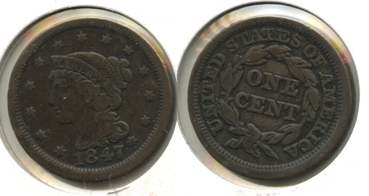 1847 Coronet Large Cent Fine-12 #x