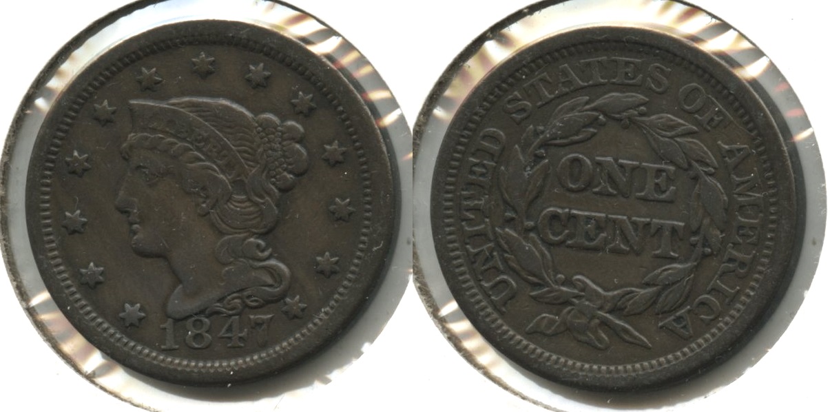1847 Coronet Large Cent VF-20 #d