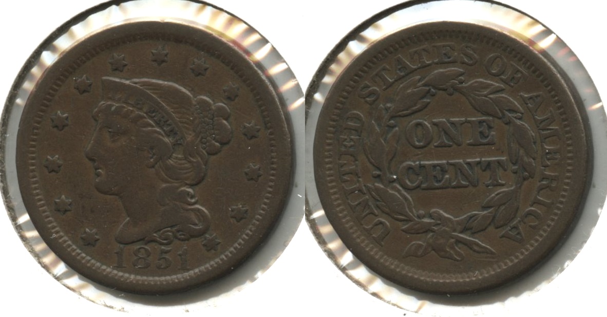 1851 Coronet Large Cent Fine-12 #bc