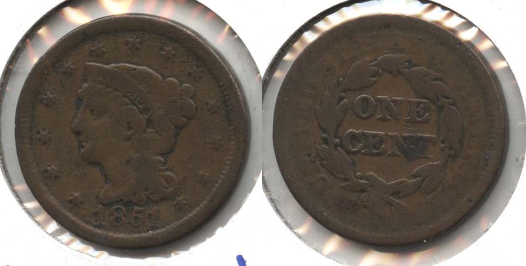 1851 Coronet Large Cent Good-4 #b