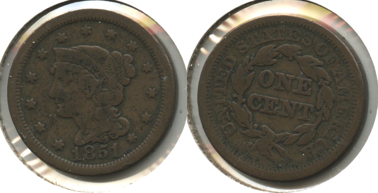 1851 Coronet Large Cent VG-8 #aa