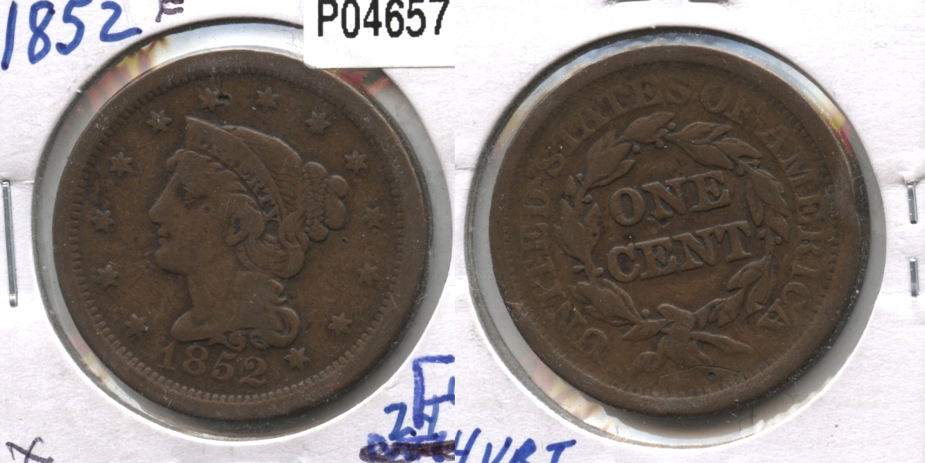 1852 Coronet Large Cent Fine-12 #x