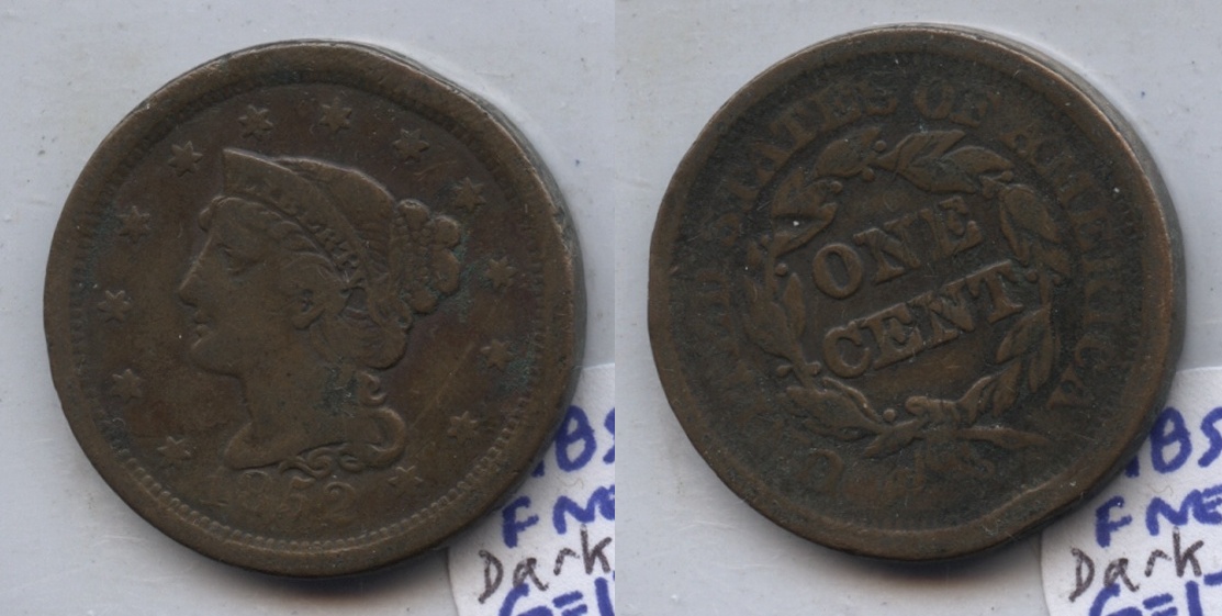 1852 Coronet Large Cent Fine-12 #z Dark