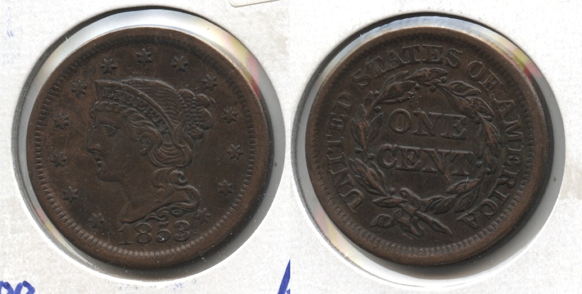 1853 Coronet Large Cent AU-50 #a