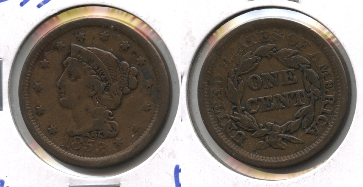 1853 Coronet Large Cent Fine-12 #v