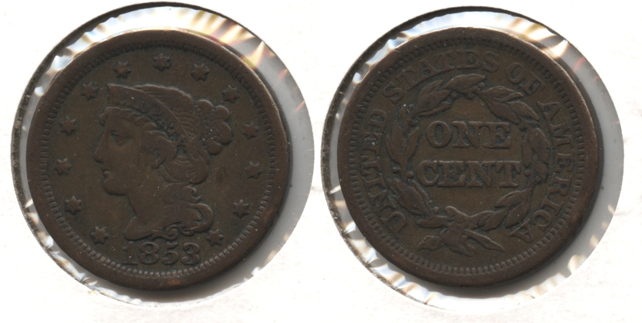 1853 Coronet Large Cent Fine-12 #z