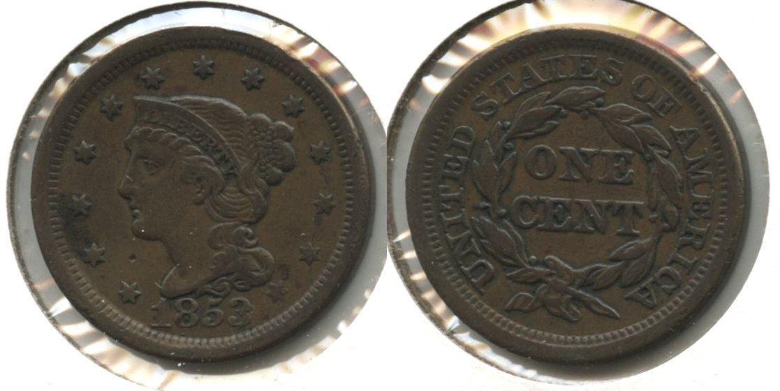 1853 Coronet Large Cent Fine-15