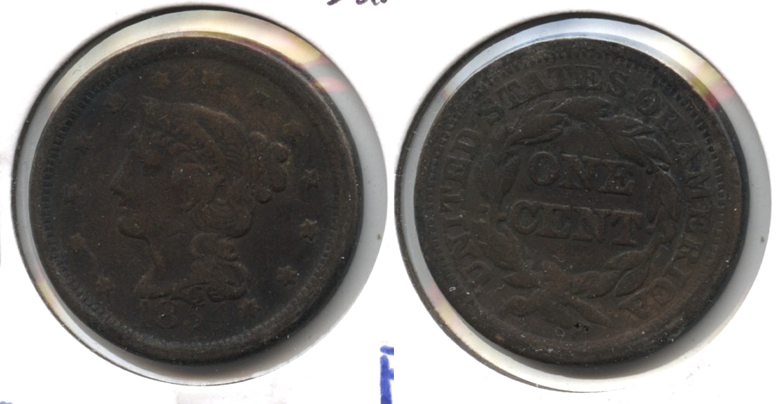 1854 Coronet Large Cent Fine-12 #g Bit Dark