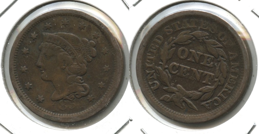 1854 Coronet Large Cent Fine-12 #w