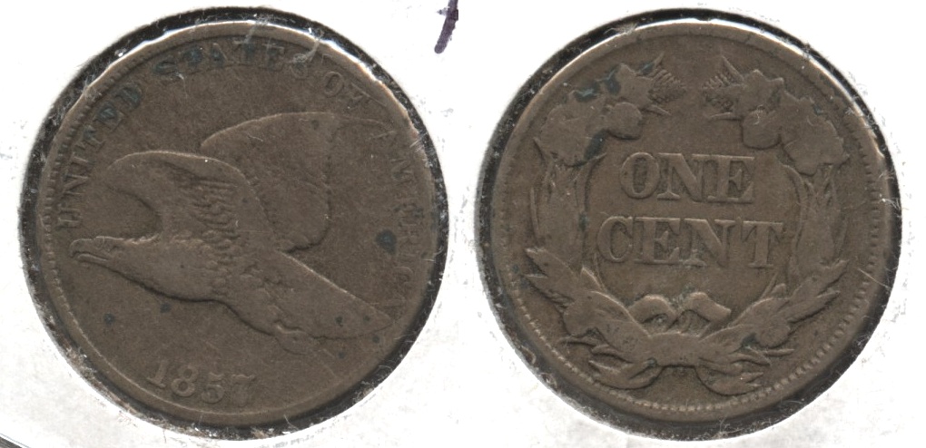 1857 Flying Eagle Cent Fine-12 #q Few Pits