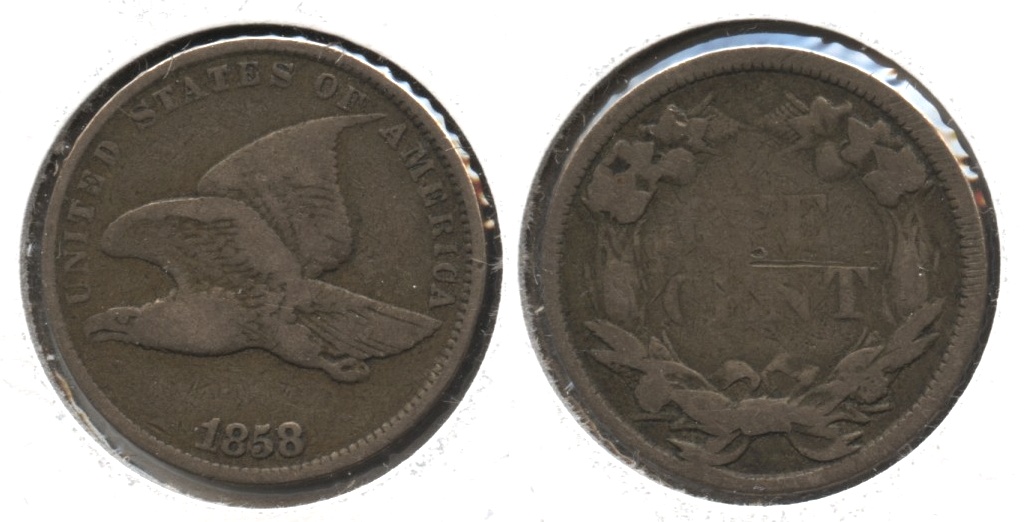 1858 Small Letters Flying Eagle Cent VG-8 #ab