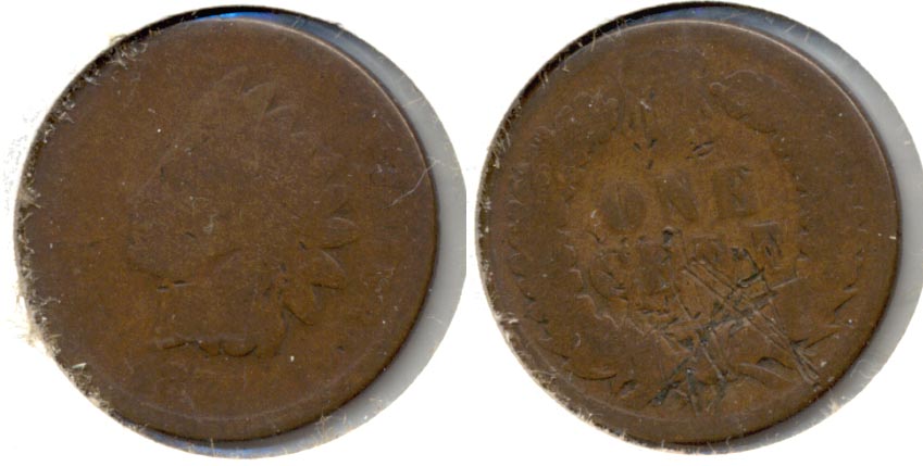 1874 Indian Head Cent AG-3 c Reverse Scratch