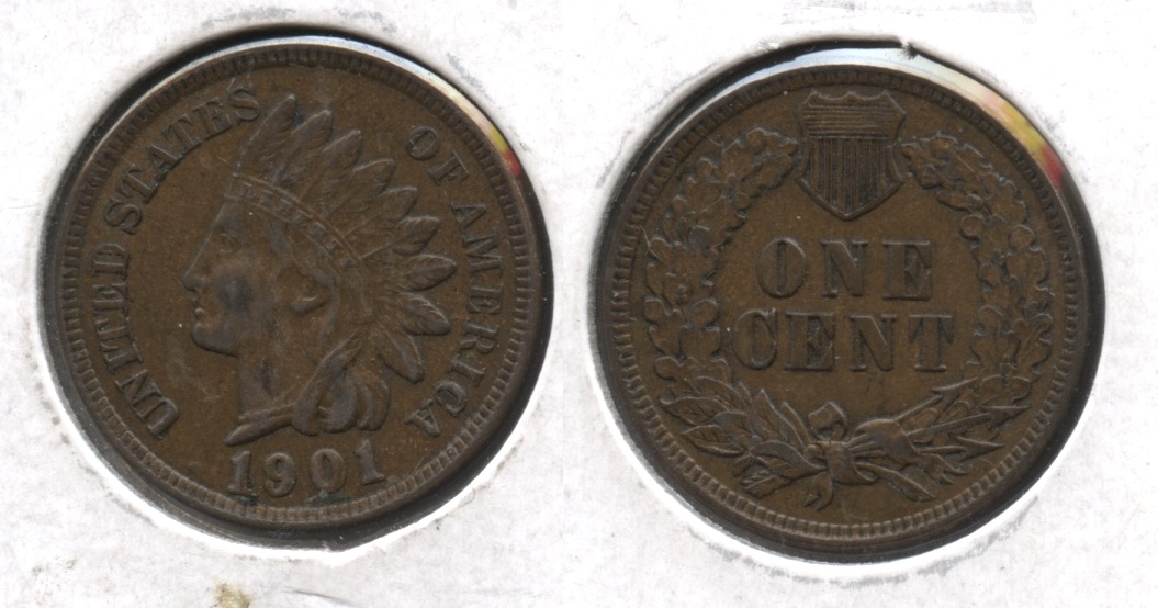 1901 Indian Head Cent AU-50 #m