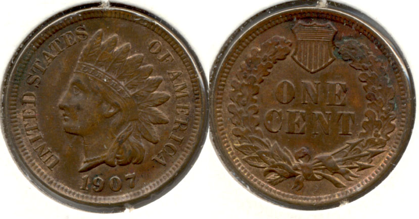 1907 Indian Head Cent AU-50 c