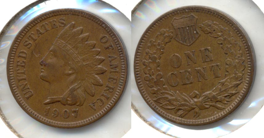 1907 Indian Head Cent AU-50 #k