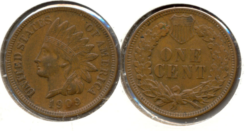 1909 Indian Head Cent AU-50 f