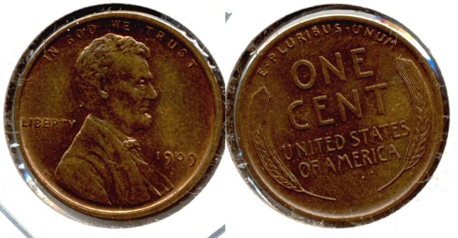 1909 Lincoln Cent MS-63 Red Brown l