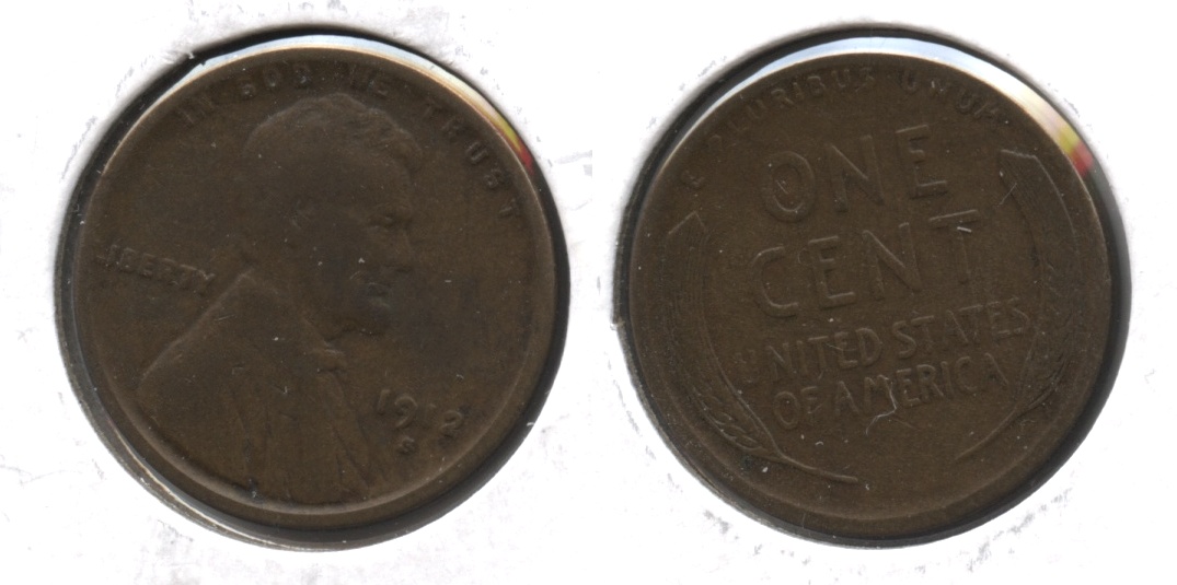 1912-S Lincoln Cent Fine-12 #w