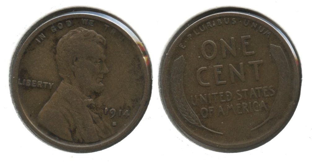 1914-S Lincoln Cent Fine-12 #aa