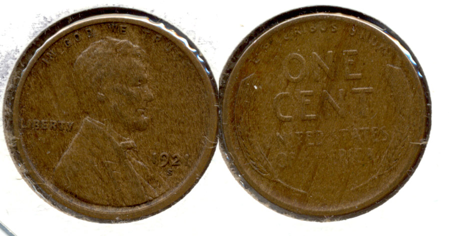 1921-S Lincoln Cent EF-45 f