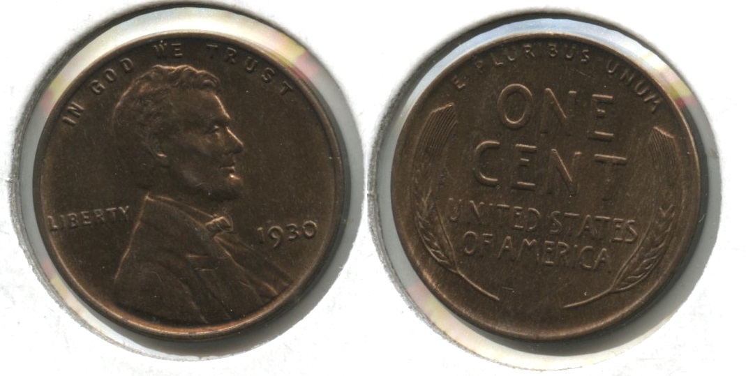 1930 Lincoln Cent MS-60 Red Brown #k