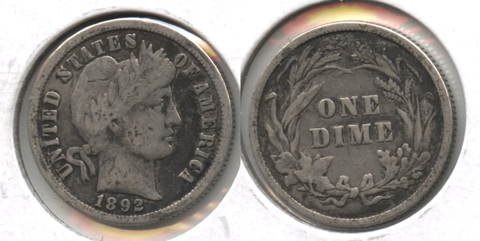 1892 Barber Dime Fine-12 #f