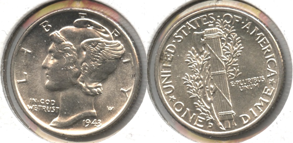 1943-D Mercury Dime MS-60 #ad