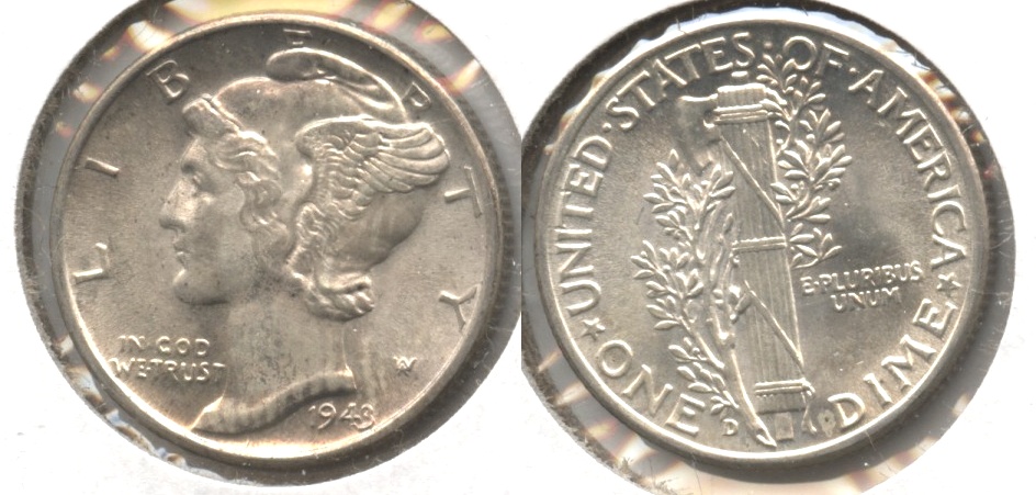 1943-D Mercury Dime MS-60 #ai