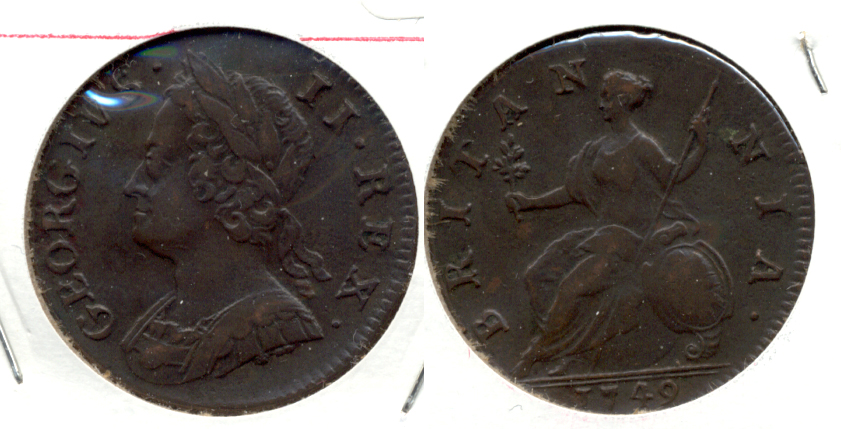 1749 Great Britain Half Penny VF-20