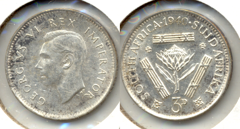 1940 South Africa 3 Pence AU-50