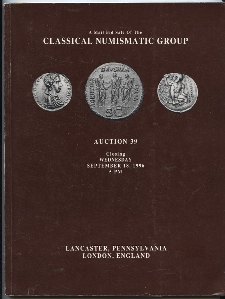 Classical Numismatic Group Mail Bid Sale Auction 39 September 1996