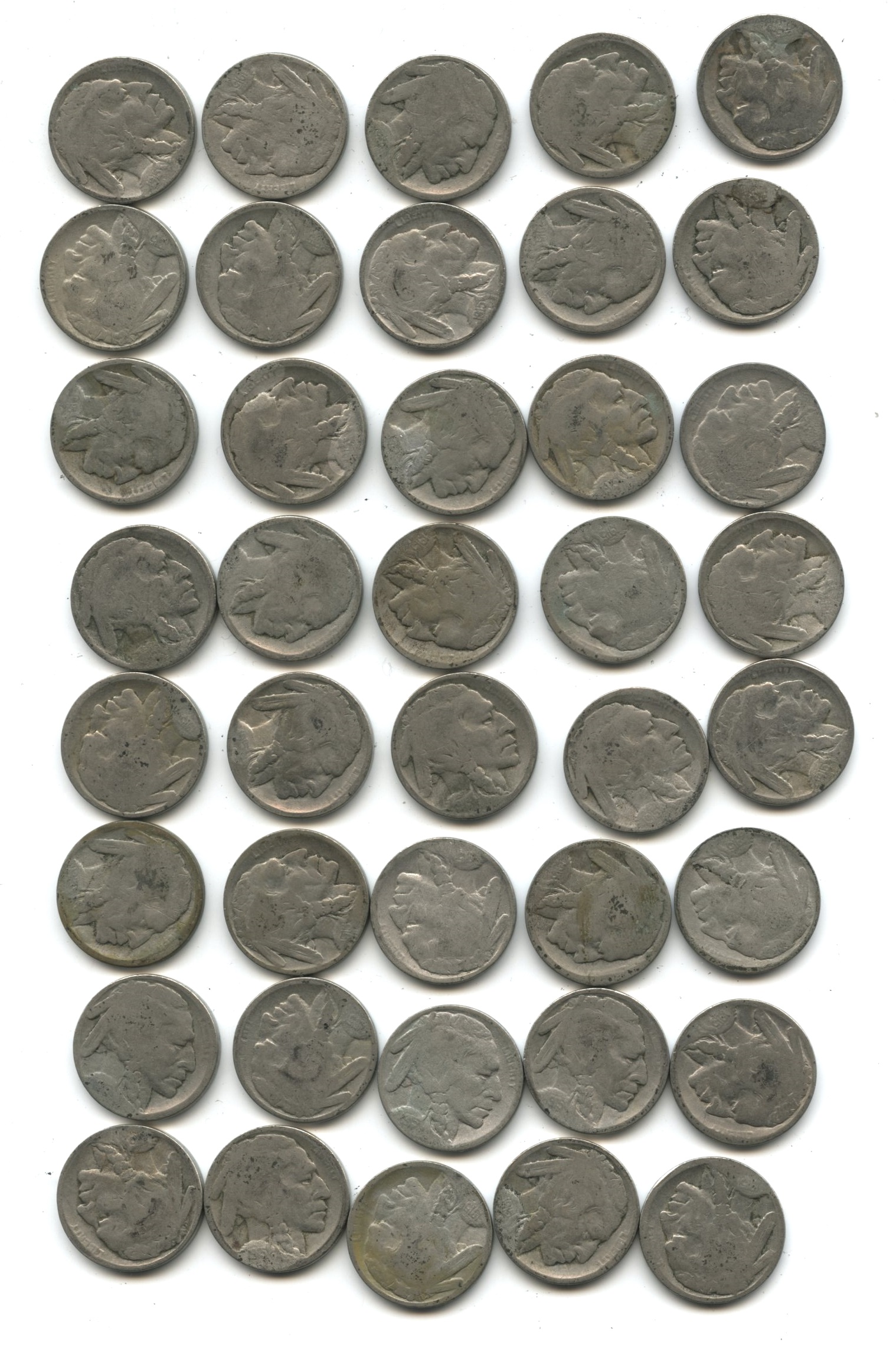 1915-D Buffalo Nickel Acid Date Roll #a