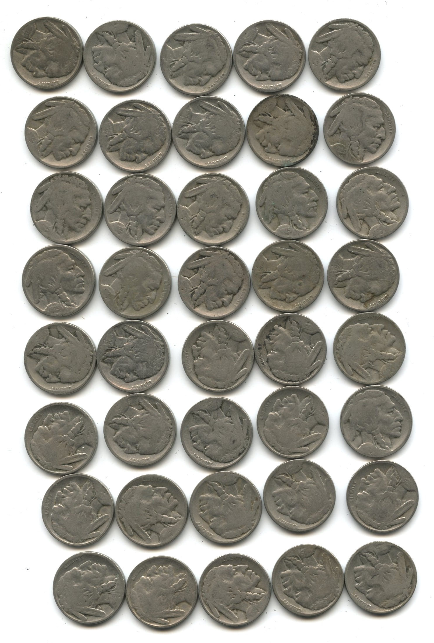 1925-S Buffalo Nickel AG Roll