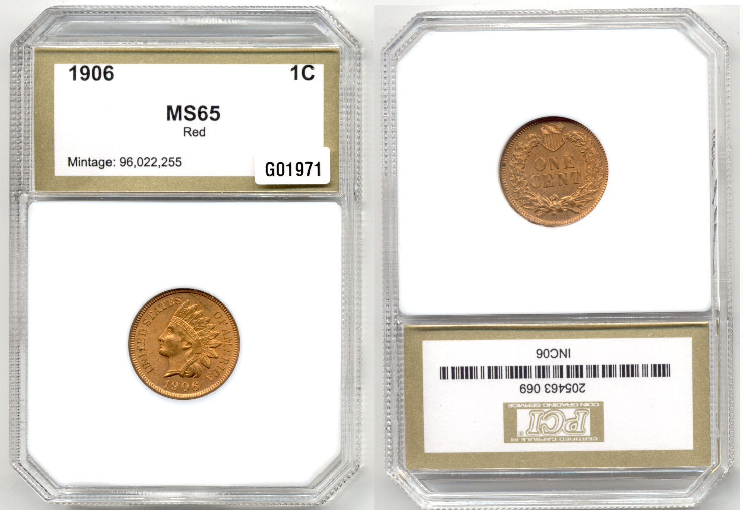 1906 Indian Head Cent PCI MS-65 Red