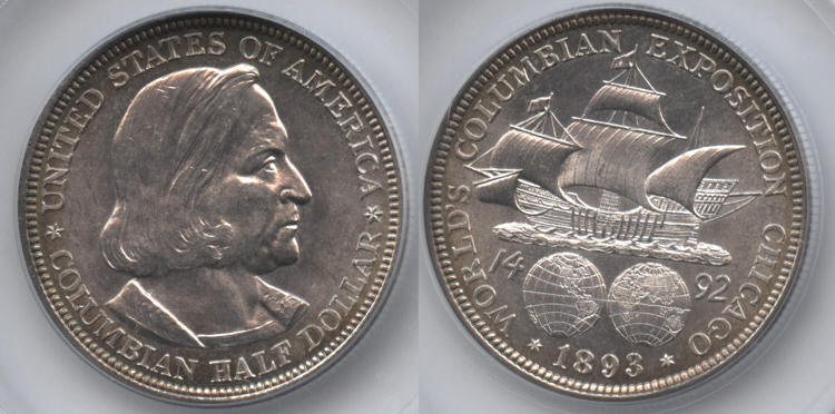 1893 Columbian Commemorative Half Dollar SEGS MS-66 small